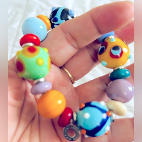Awesome “Antica Murrina” Large Colorful Hand Blown Murano Glass  Beaded Bracelet - Picture 1 of 12